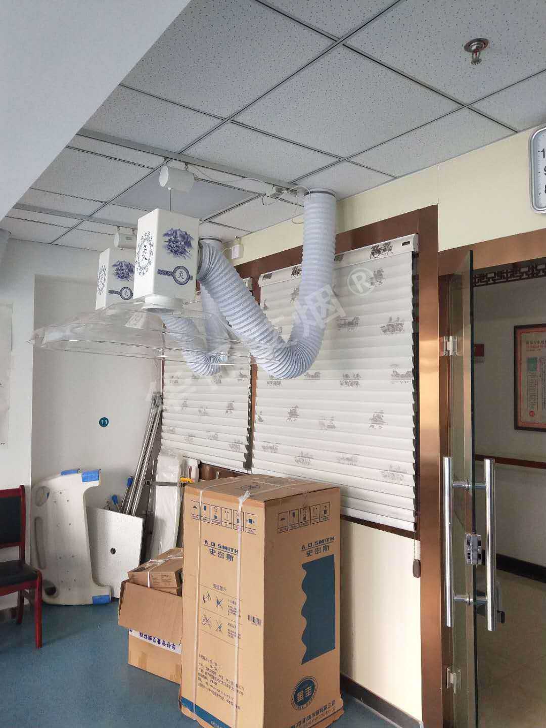 合肥中醫(yī)院(華仔)艾灸排煙系統(tǒng)安裝完工